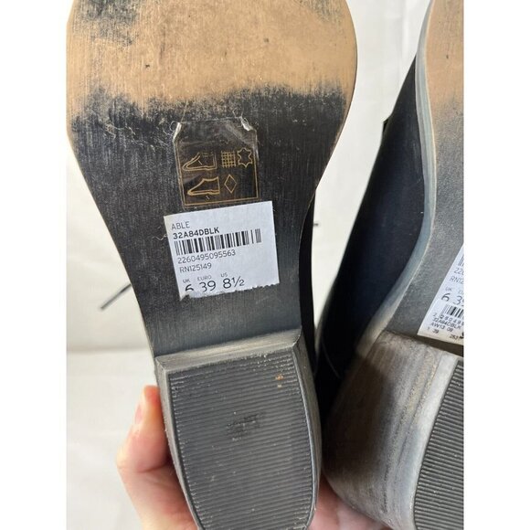 Topshop Able Black Nubuck leather Combat Ankle Boot Size 8.5 Lace Up - Picture 7 of 13